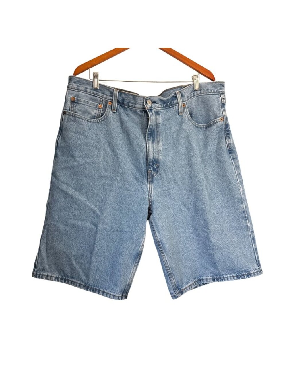 Levis Mens 469 Loose Fit Denim Jean Shorts W42 Light Wash Casual Summer Wear